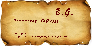 Berzsenyi Györgyi névjegykártya